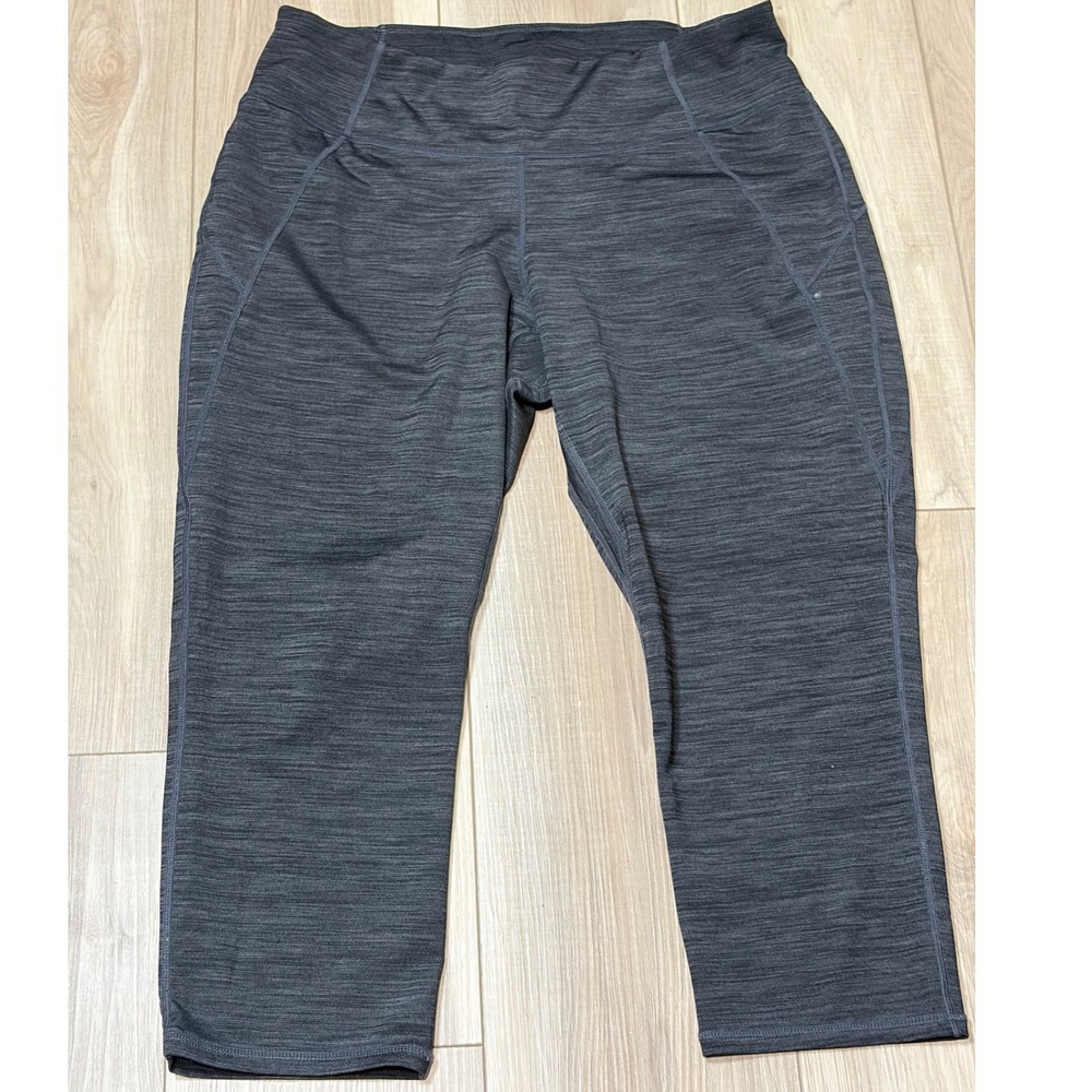 KUHL Womens Gray Space Dye Heathered Capri Leggings Size L Athletic Yoga Hiking